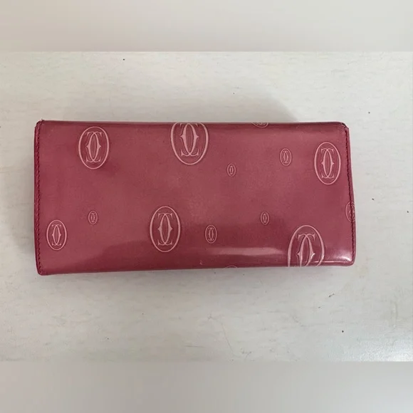 Cartier Pink Happy Birthday Monogram Long Patent Leather Wallet - Picture 3 of 11